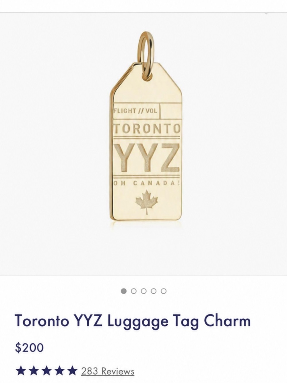 Toronto YYZ Luggage Tag Charm for bracelet or necklace